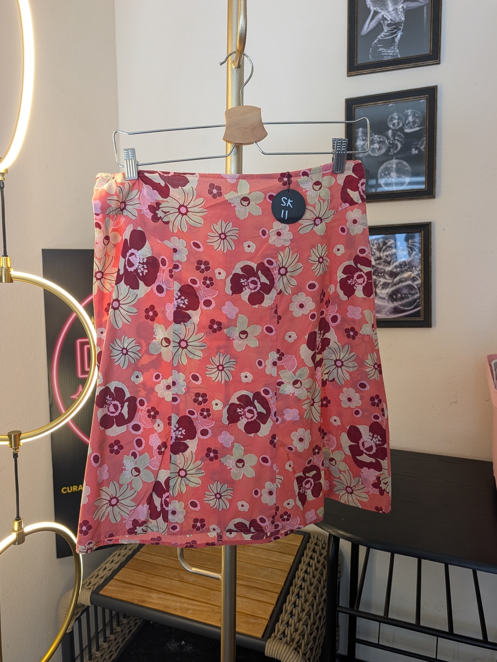 Scott Coral Pink Floral Mini Skirt